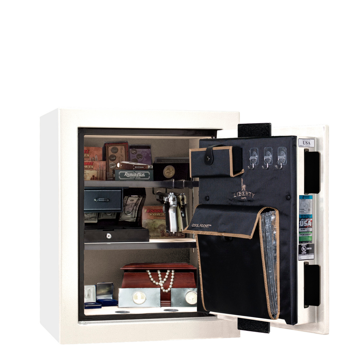 Premium Home Series | Level 7 Security | 2 Hour Fire Protection | 12 | Dimensions: 42&quot;(H) x 24&quot;(W) x 20.25&quot;(D) | White Gloss - Closed Door